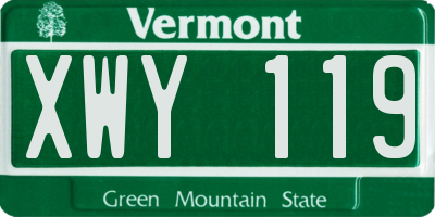 VT license plate XWY119