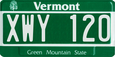 VT license plate XWY120
