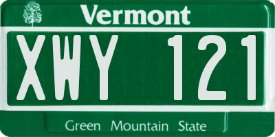 VT license plate XWY121