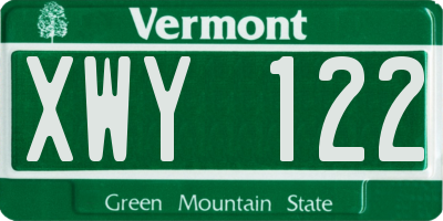 VT license plate XWY122