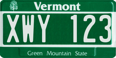 VT license plate XWY123