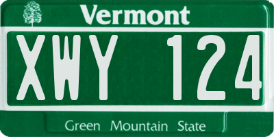 VT license plate XWY124