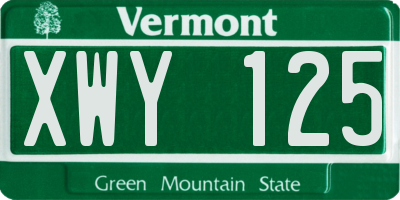 VT license plate XWY125