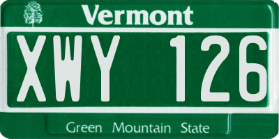 VT license plate XWY126