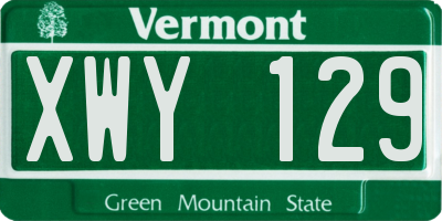 VT license plate XWY129