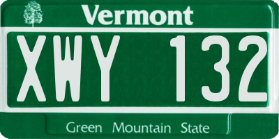 VT license plate XWY132