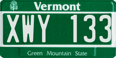 VT license plate XWY133