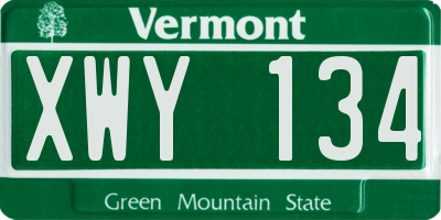 VT license plate XWY134