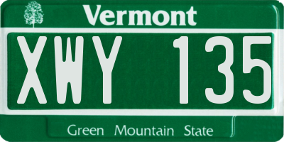 VT license plate XWY135