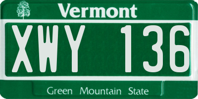 VT license plate XWY136
