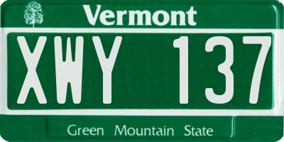 VT license plate XWY137