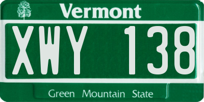VT license plate XWY138