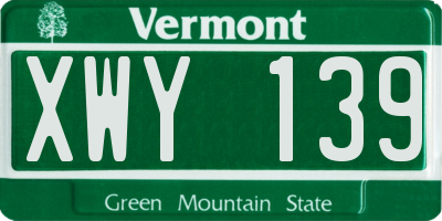 VT license plate XWY139