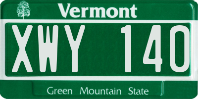 VT license plate XWY140