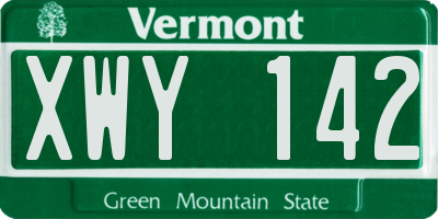 VT license plate XWY142