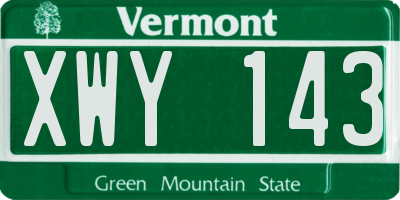 VT license plate XWY143