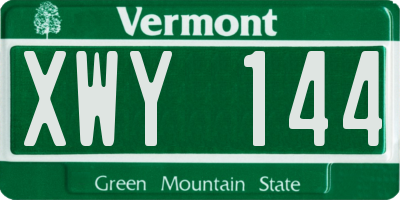 VT license plate XWY144