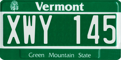 VT license plate XWY145