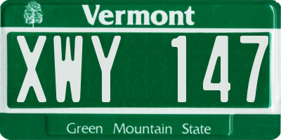 VT license plate XWY147