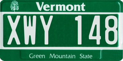 VT license plate XWY148