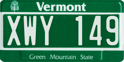 VT license plate XWY149
