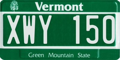 VT license plate XWY150