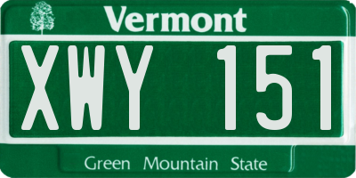 VT license plate XWY151