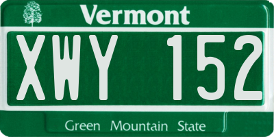 VT license plate XWY152