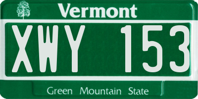 VT license plate XWY153