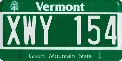 VT license plate XWY154