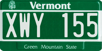 VT license plate XWY155