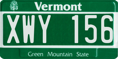 VT license plate XWY156