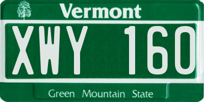 VT license plate XWY160