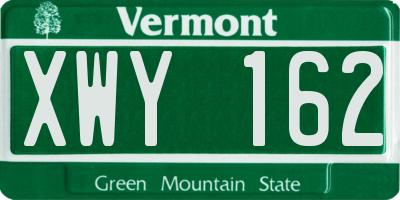 VT license plate XWY162