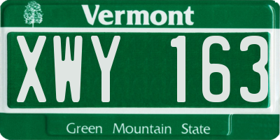 VT license plate XWY163
