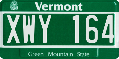 VT license plate XWY164