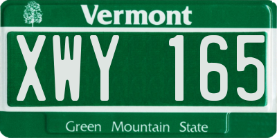 VT license plate XWY165
