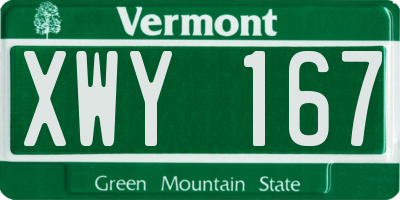 VT license plate XWY167
