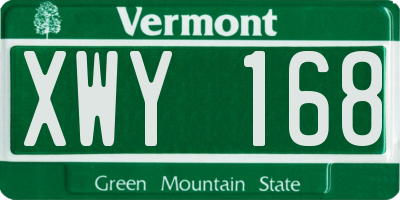 VT license plate XWY168