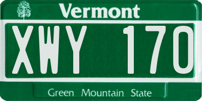 VT license plate XWY170