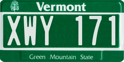 VT license plate XWY171