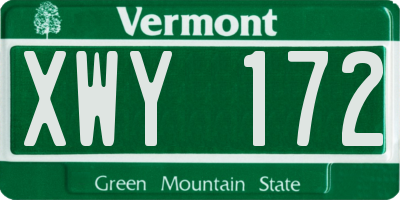 VT license plate XWY172
