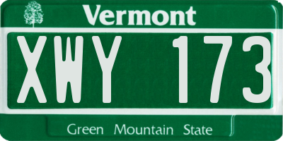 VT license plate XWY173