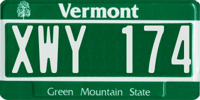VT license plate XWY174