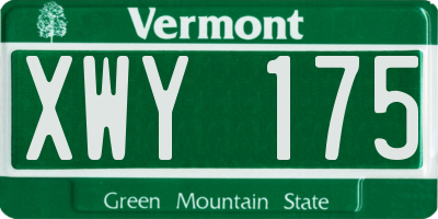 VT license plate XWY175