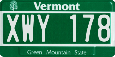 VT license plate XWY178