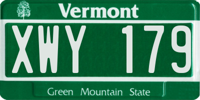 VT license plate XWY179