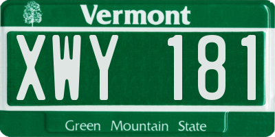 VT license plate XWY181