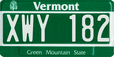 VT license plate XWY182