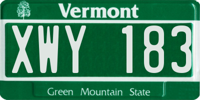 VT license plate XWY183